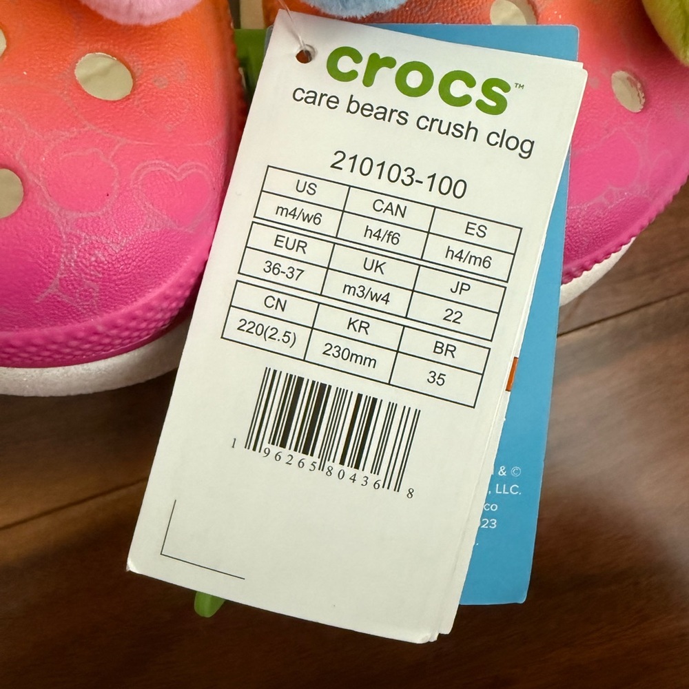 NWT Crocs x Care Bear Crush Light On Shoes W 6 M 4 White Rainbow - Picture 6 of 9